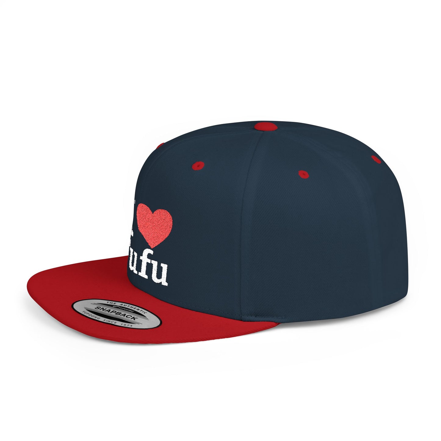 I luv FUFU Flat Bill Snapback Hat, Embroidered Adjustable One Size Cap