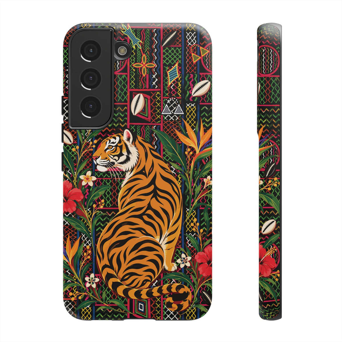 Bengal Tiger & Tropical Blooms Phone Case, African Art Design, Stylish Protective Cover for Samsung and iPhone, Unique Accessory, Gift Idea