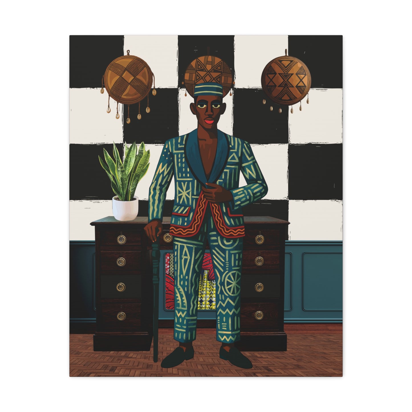 Matte Canvas Print, Afrocentric Wall Decor, He's Home Cultural Art, Unique Office Art, Modern African Art Print, Stylish Home Decor, Stretched, 1.25"