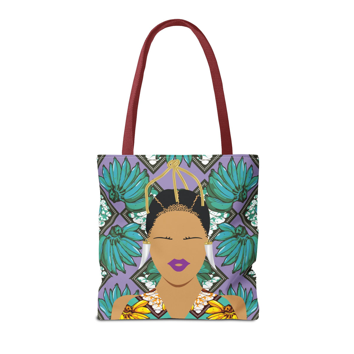 Havana Banana(Sand and Chocolate) on Green Banana Two-Sided Design AOP Tote Bag