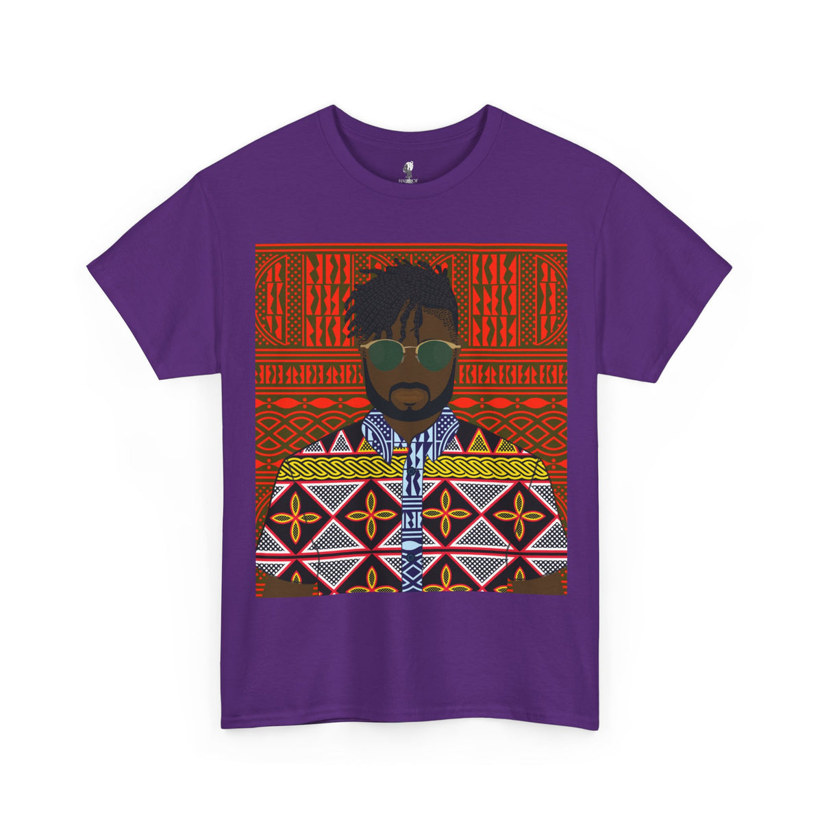Pascale(Chocolate) in Yellow Toghu on Red Ndop Unisex Heavy Cotton Tee