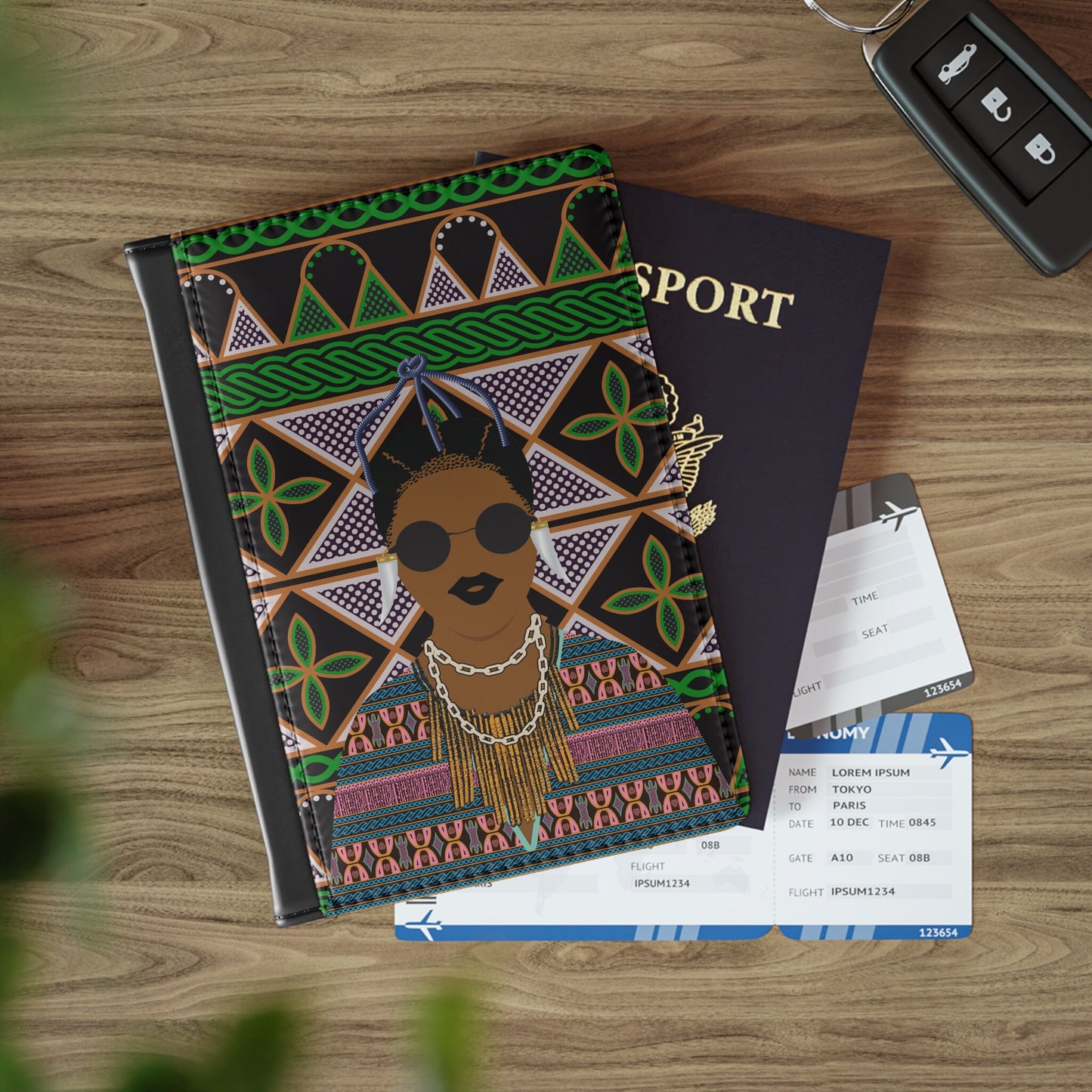 Manyi in Pink Toghu - Green Triangle Toghu Passport Cover