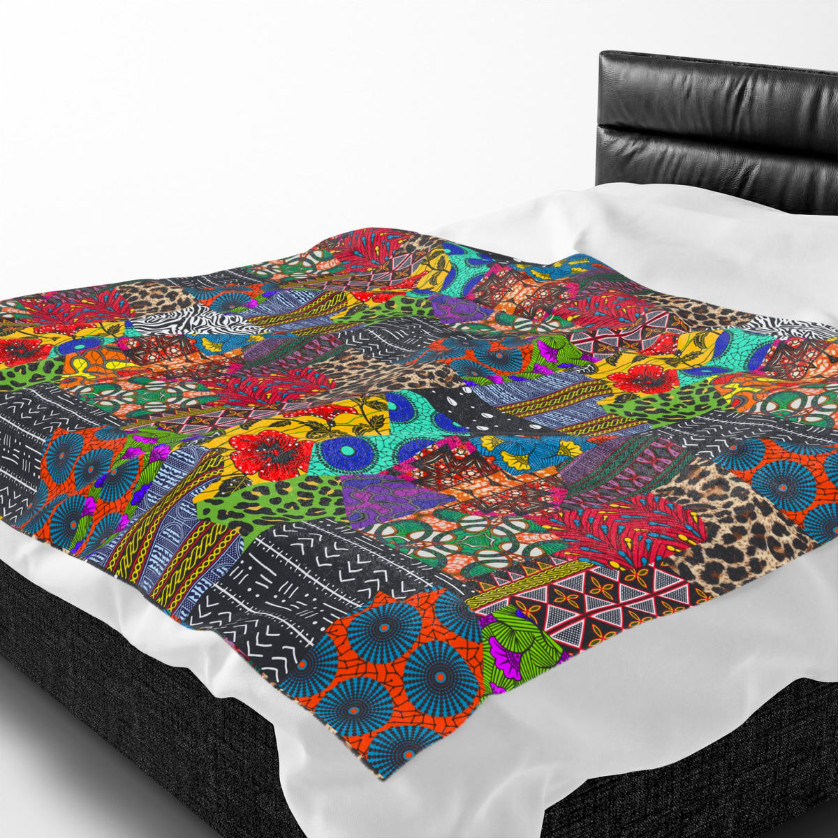 Afrik Quilt African Print Velveteen Plush Blanket