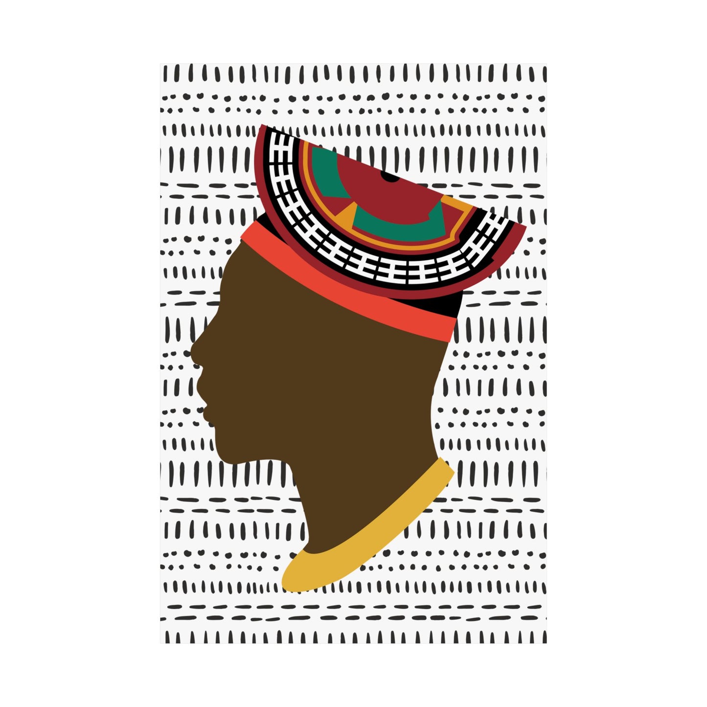 Man in Bamenda Hat White Mudcloth Premium Matte Vertical Posters