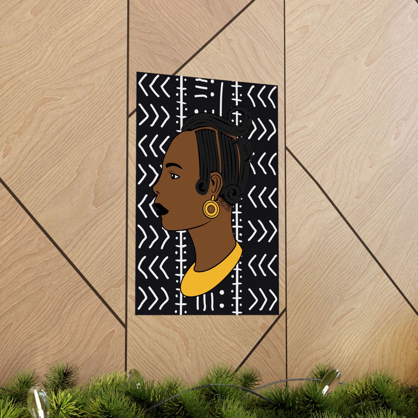Lady Kongossa on Black Mudcloth Premium Matte Vertical Posters