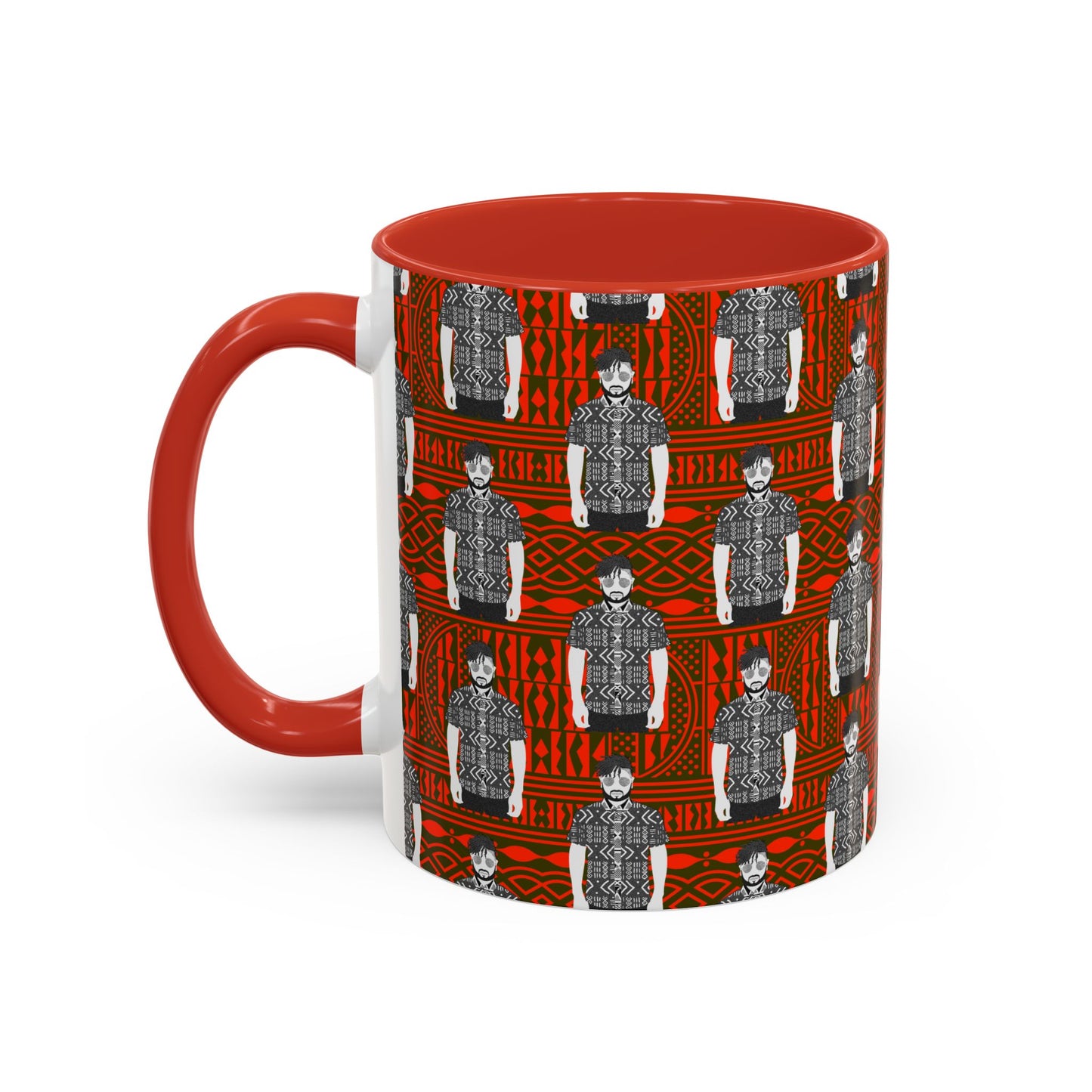 Pascale in BW Mudcloth Two-Tone Ceramic Coffee Mugs (4 Colors), 11oz, 15oz