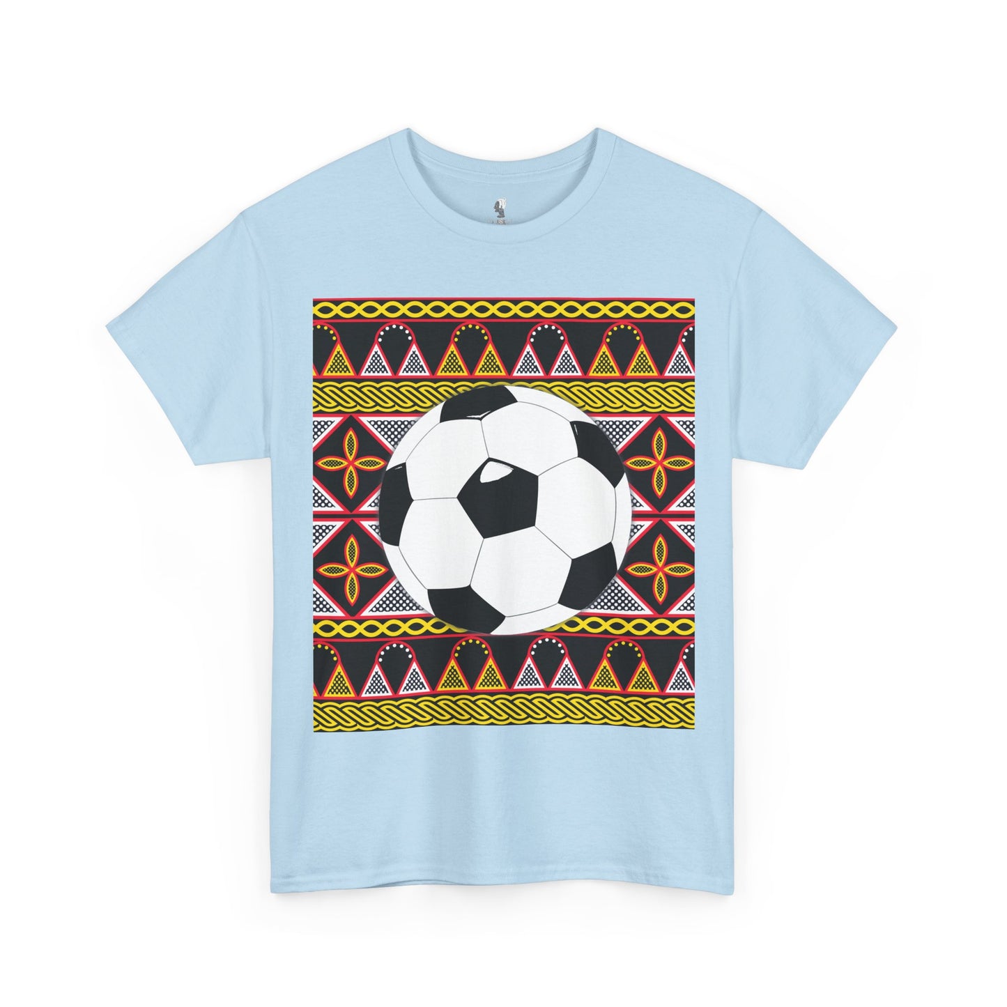 GOAL!! - BW Football on Yellow Toghu with Back Design Unisex Heavy Cotton Tee