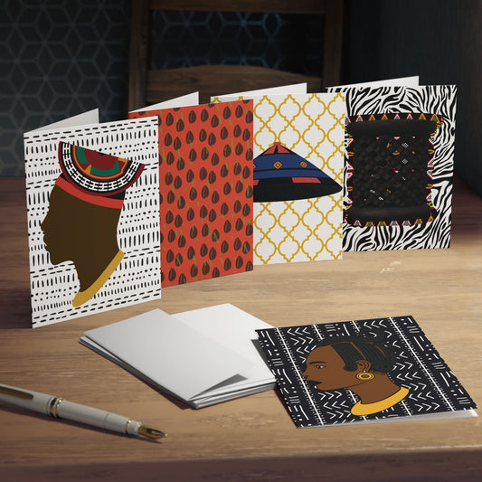 African Art Greeting Cards 5-Pack: Handmade Blank Note Cards