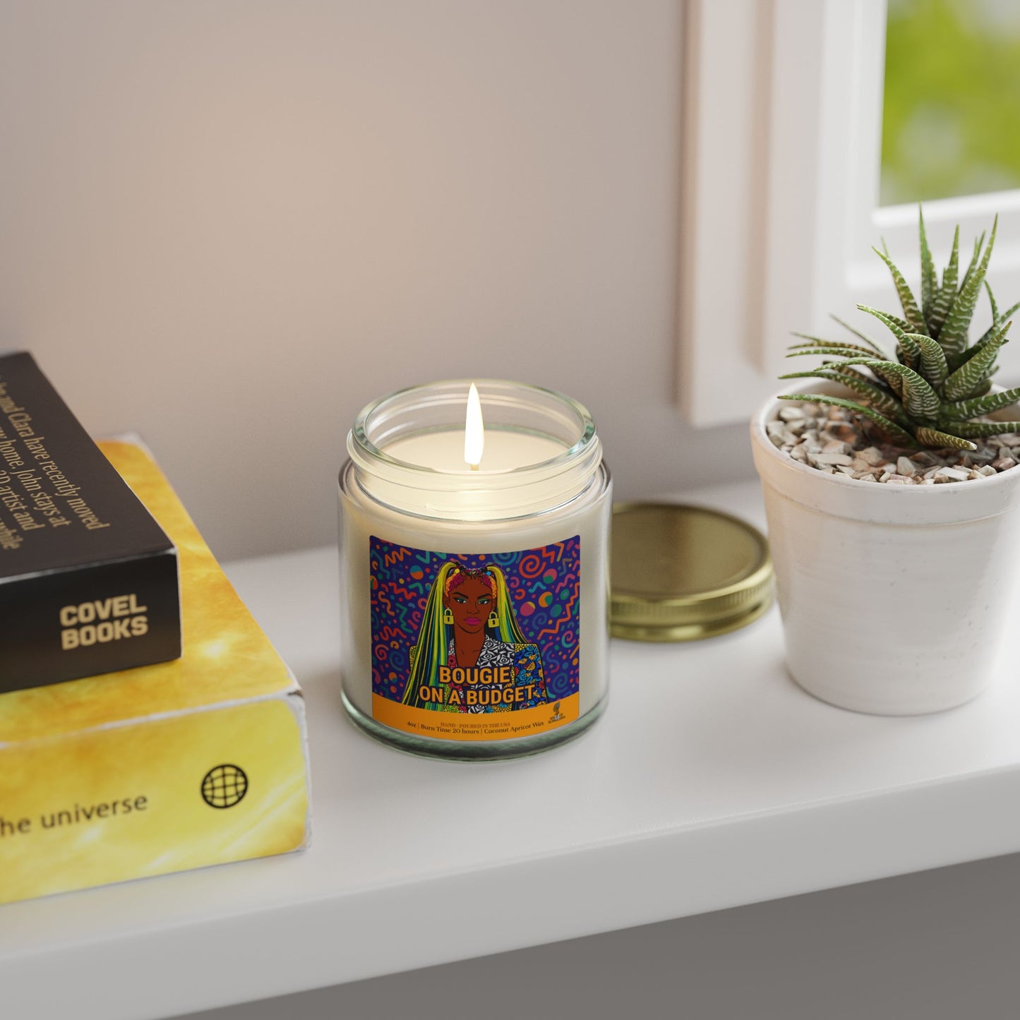 Bougie on a Budget Coconut Apricot Wax Scented Candles (Color), Afrocentric Candle, Home Fragrance Decor, Aromatherapy Gift, Relaxation Candle