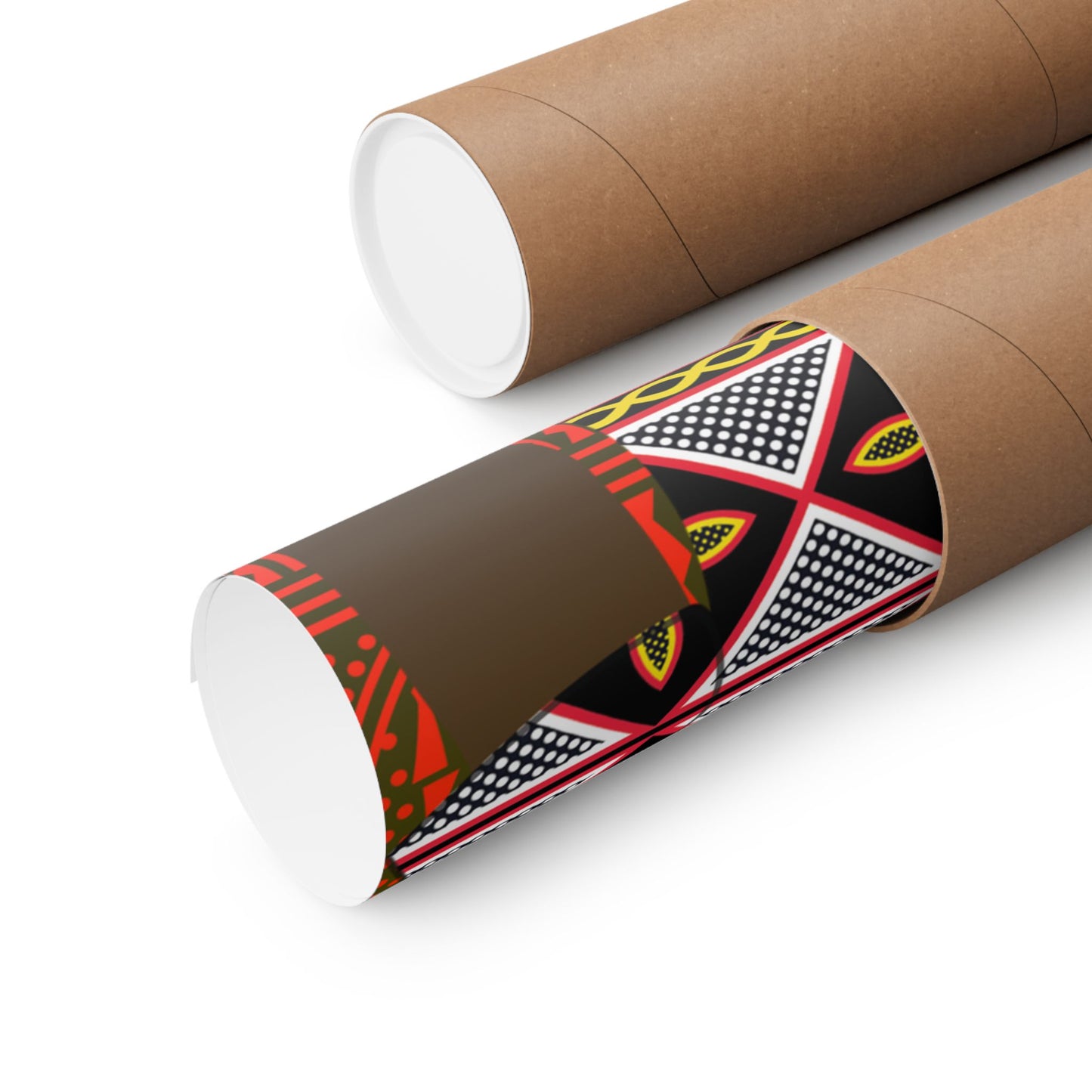 Pascale (Chocolate) in Yellow Toghu on Red Ndop Backdrop Premium Matte Vertical Posters