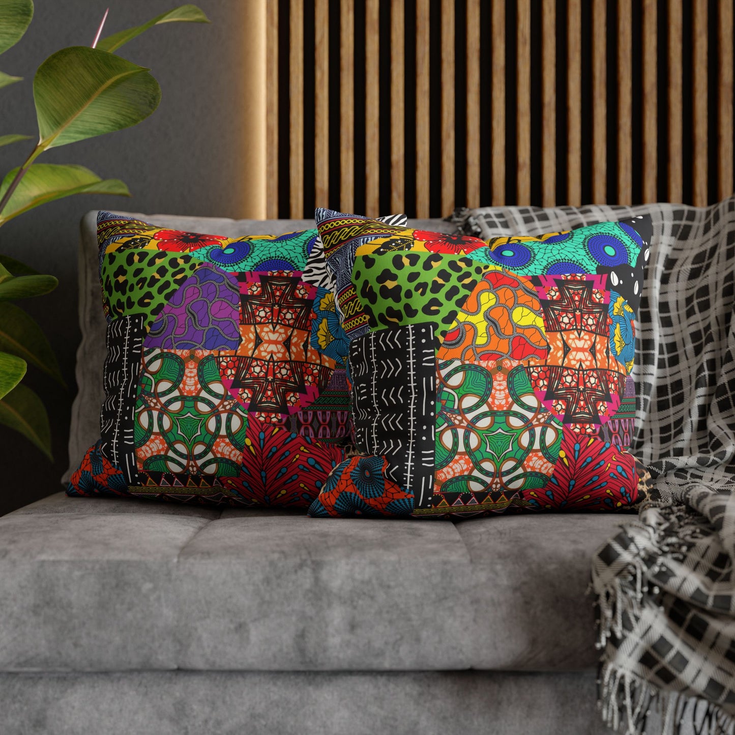 Ankara African Print Pillowcase, Faux Suede Cushion Cover, Home Decor, Throw Pillow, Square Cushion, Living Room Accessories