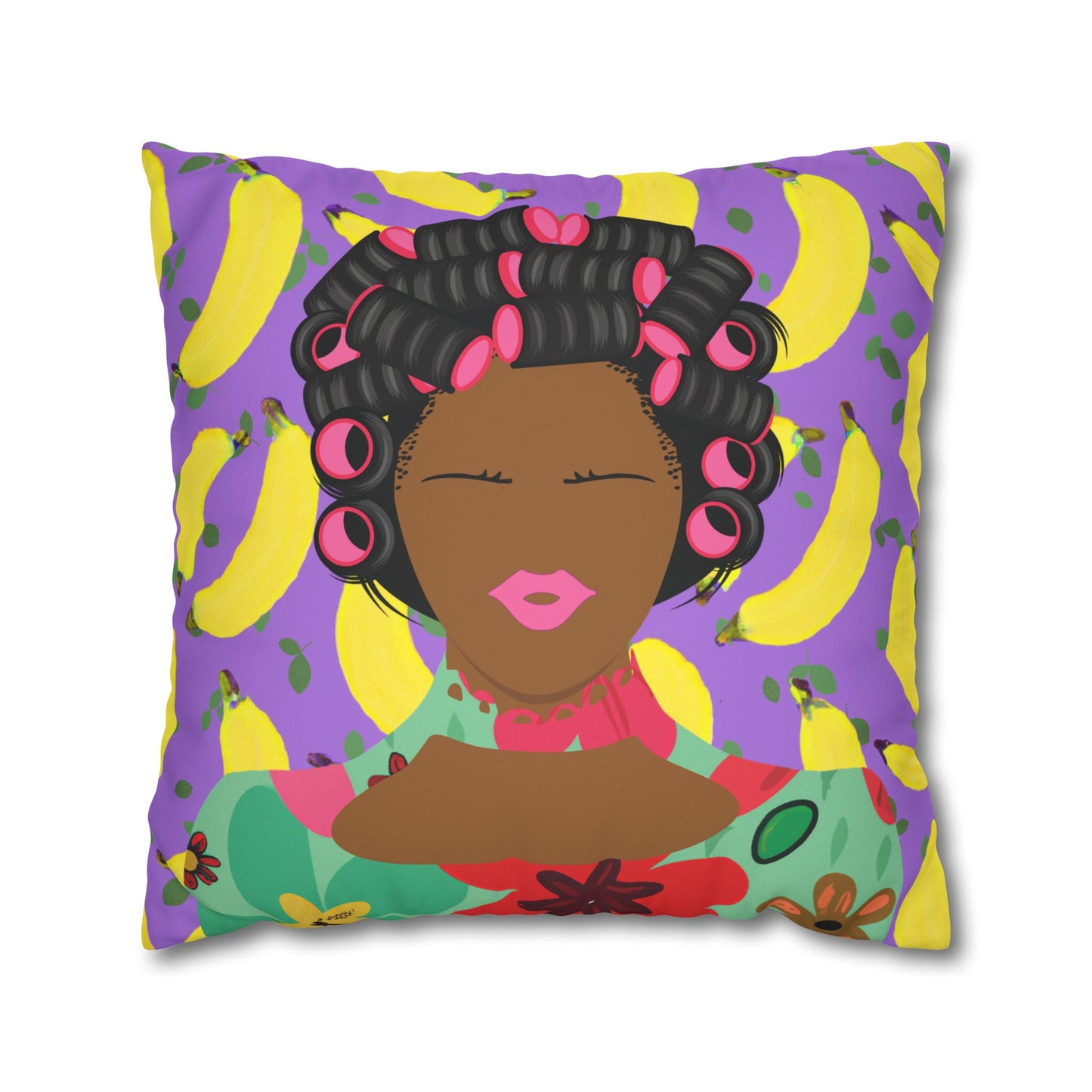 Chantal loves Bananas Two-Sided Faux Suede Square Pillow Case