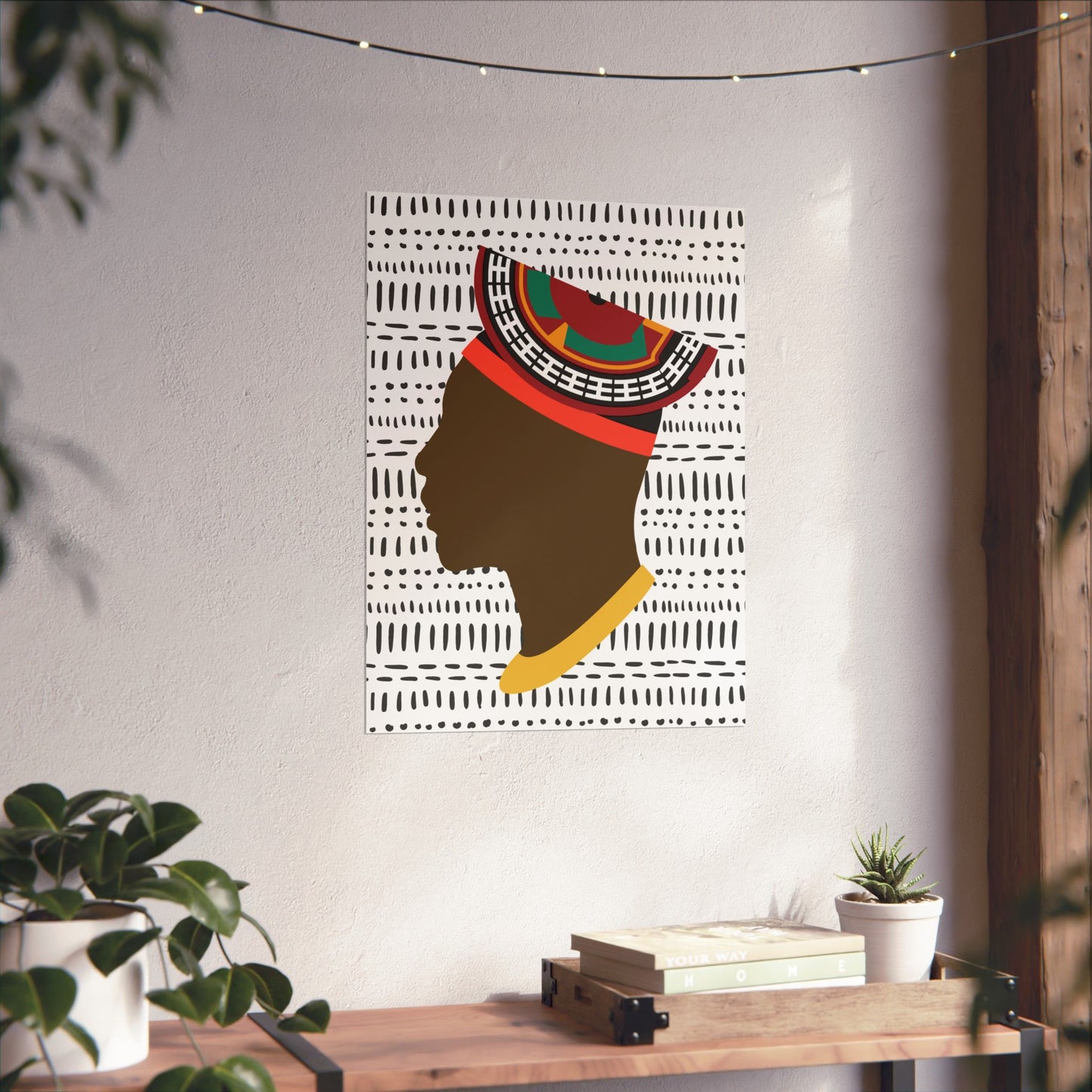 Man in Bamenda Hat White Mudcloth Premium Matte Vertical Posters