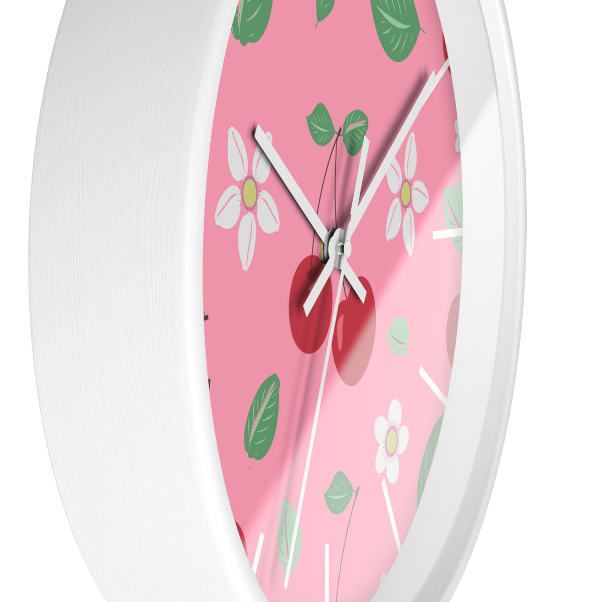 Decorative Wood Wall Clock, Cowries and Cherries 10" x 10"-Silent