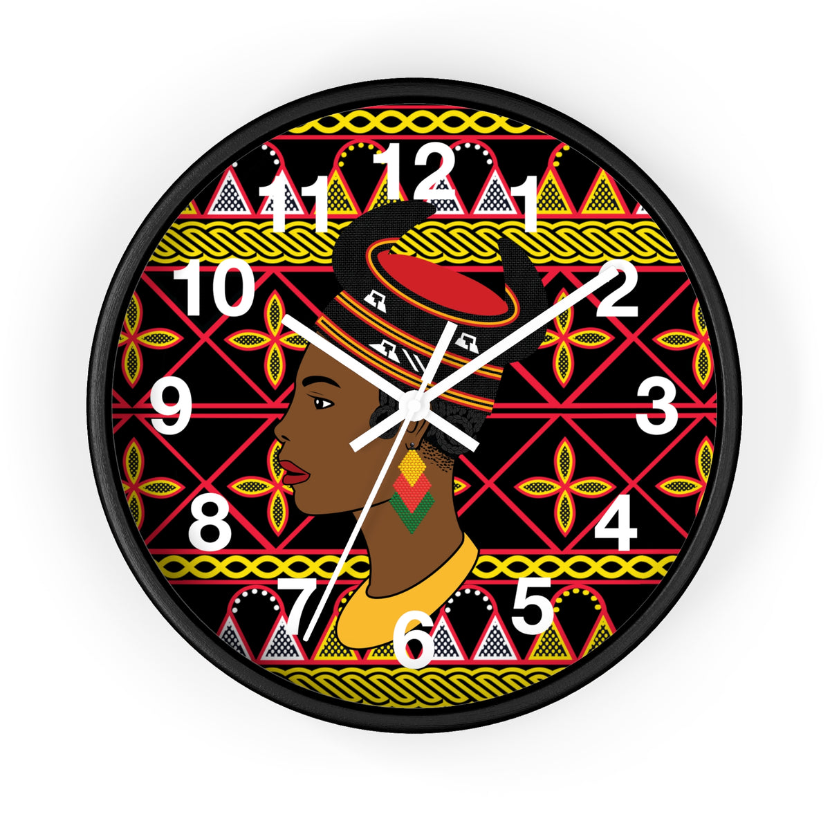African Woman Wall Clock, Cameroonian Wood Bamenda Hat ToghuDecor
