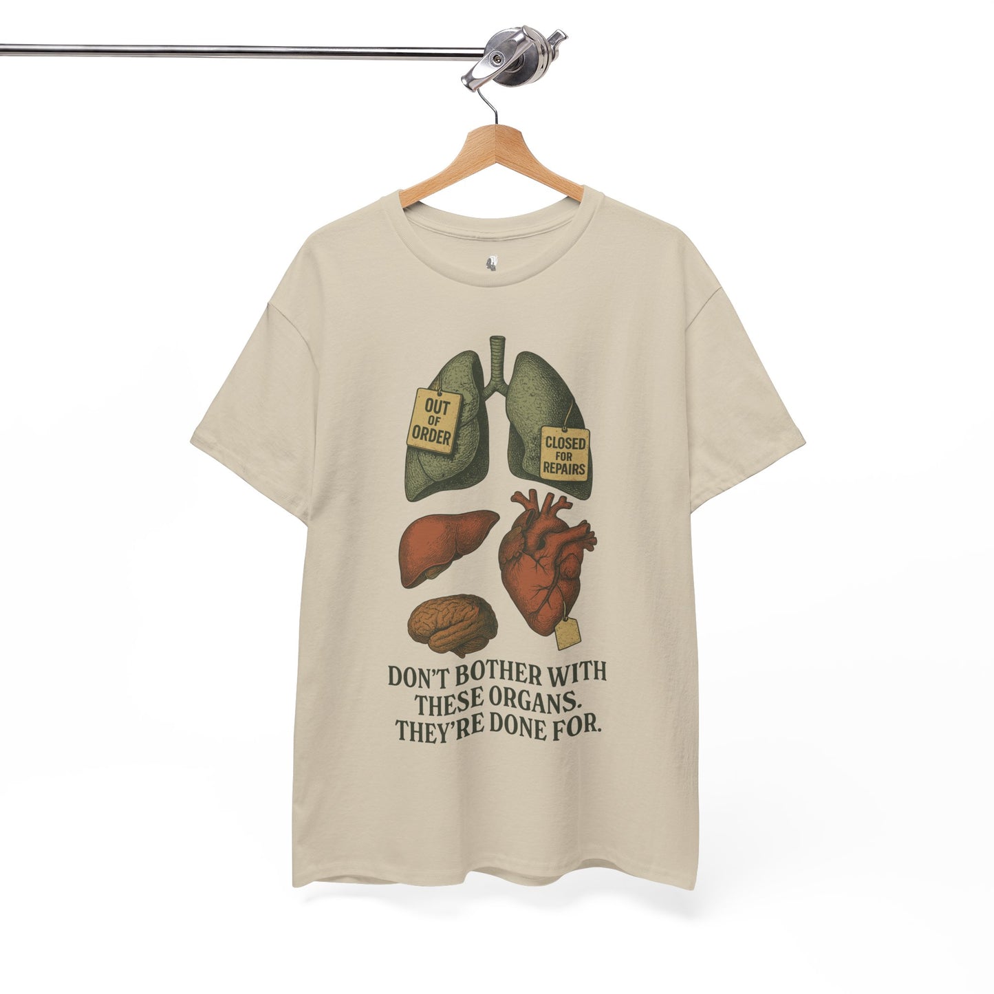 Funny Anatomy T-Shirt, Don't Bother With These Organs Graphic Tee, Unisex Heavy Cotton Shirt, Dark Humor Gift, Sarcastic Science Shirt
