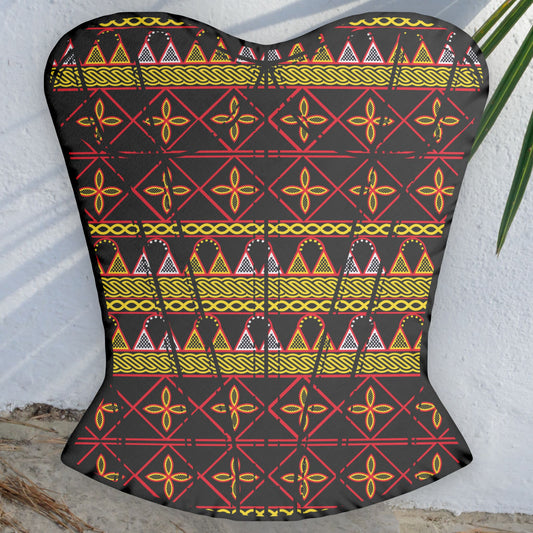 Toghu Corset Pillow, Custom Shaped Pillow Decorative Cushion, Afrocentric Home Decor, Bamenda Hat Accent Pillow, Ethnic African Print Cushion