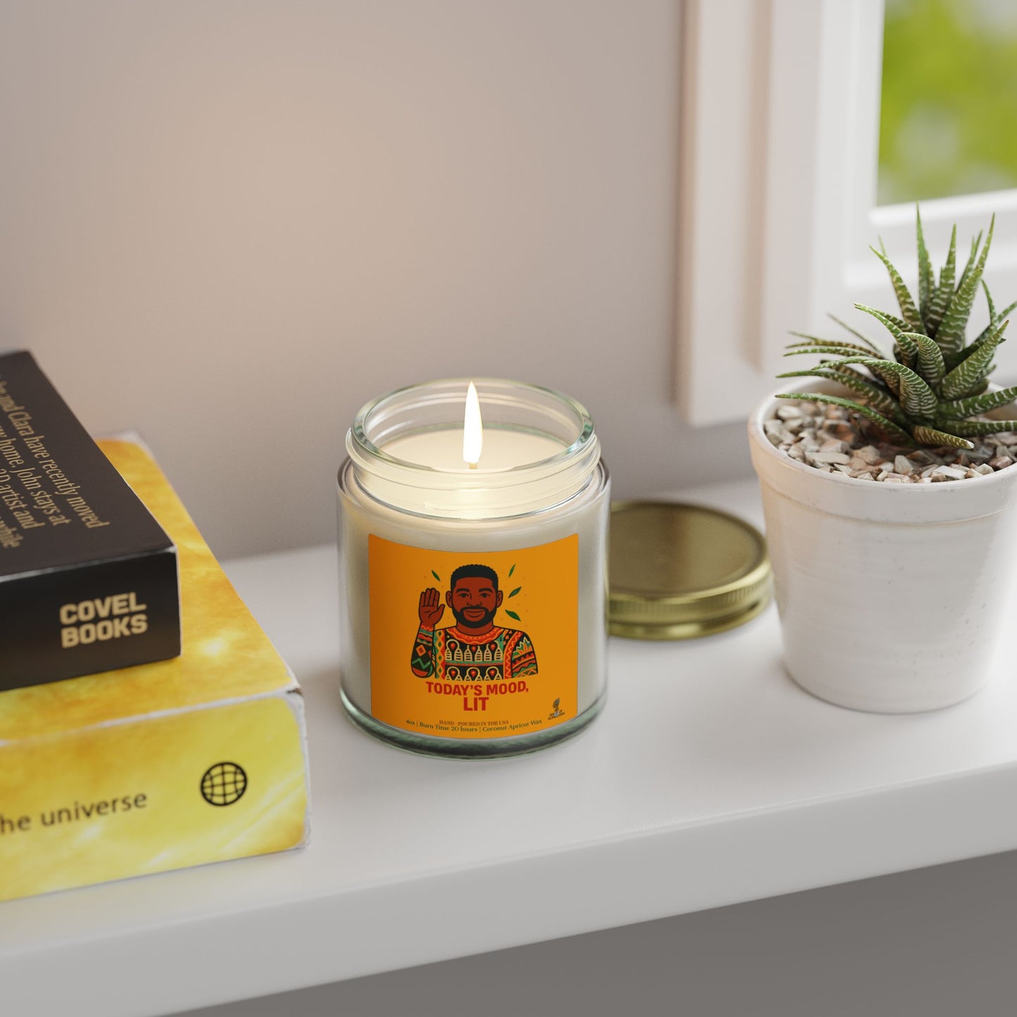 Today's Mood, LIT Coconut Apricot Wax Scented Candles (Color), Afrocentric Candle, Home Fragrance Decor, Aromatherapy Gift, Relaxation Candle