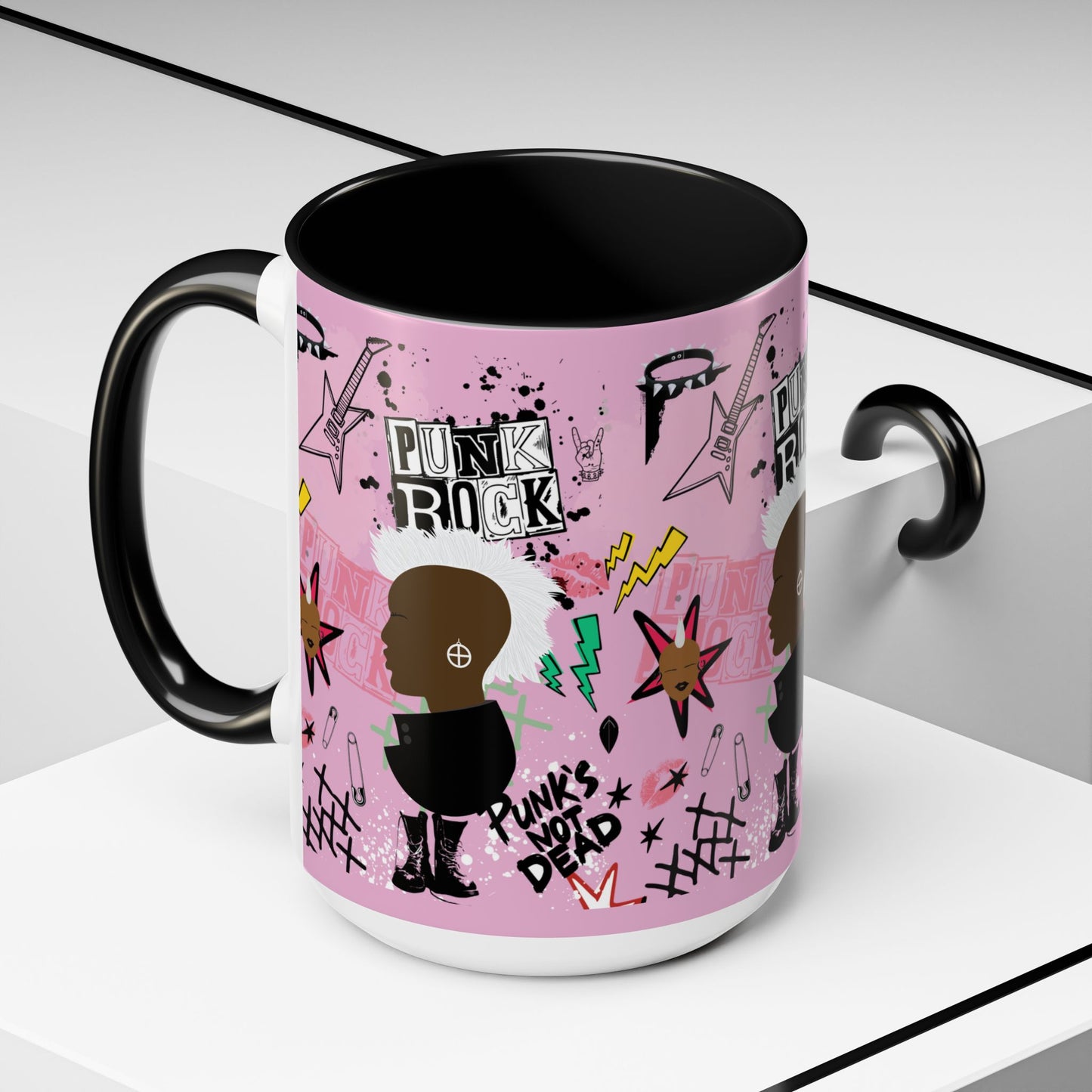 Punk Rock Pattern Accent Coffee Mug,  11oz, 15oz
