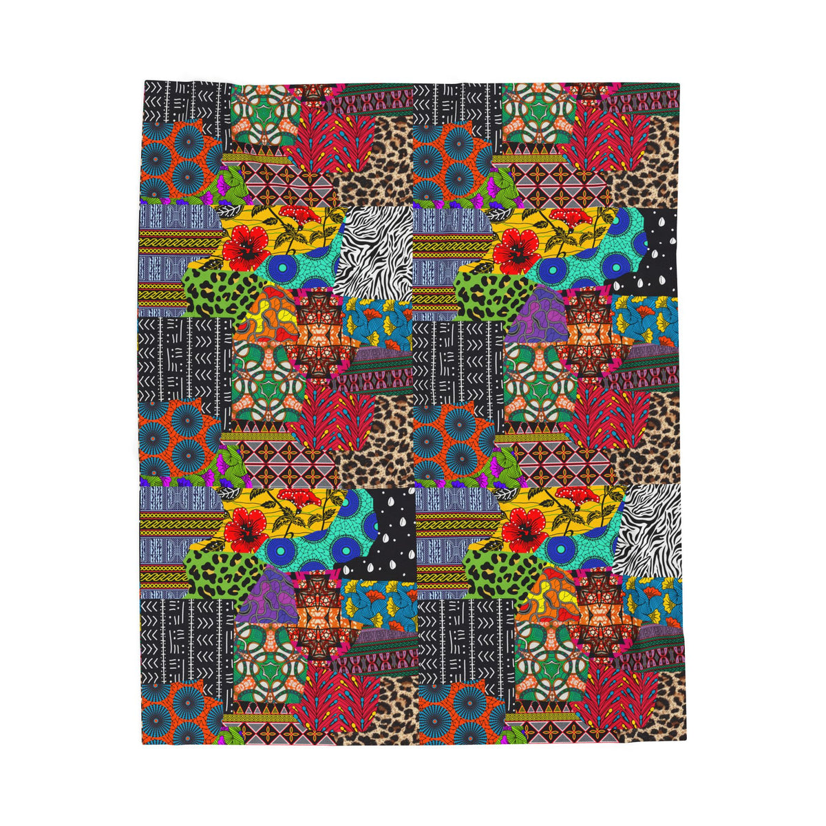 Afrik Quilt African Print Velveteen Plush Blanket