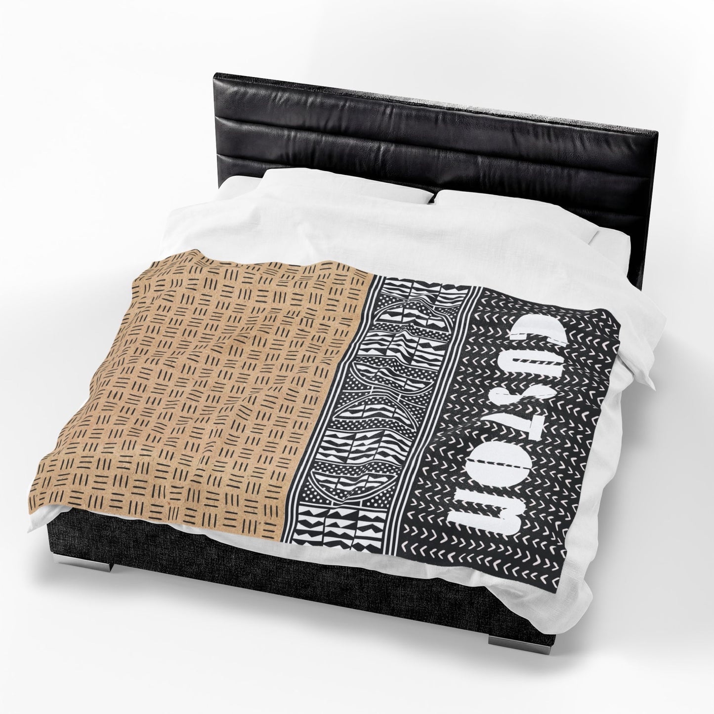Personalized Velveteen Plush Blanket - Custom African Mudcloth Pattern Throw Blanket