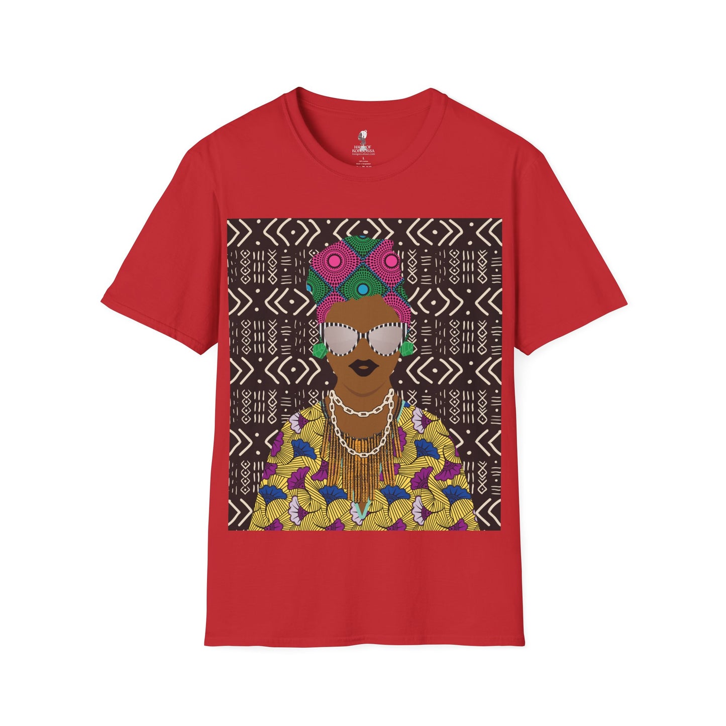 Sabi - Floral on Mudcloth Unisex Softstyle T-Shirt