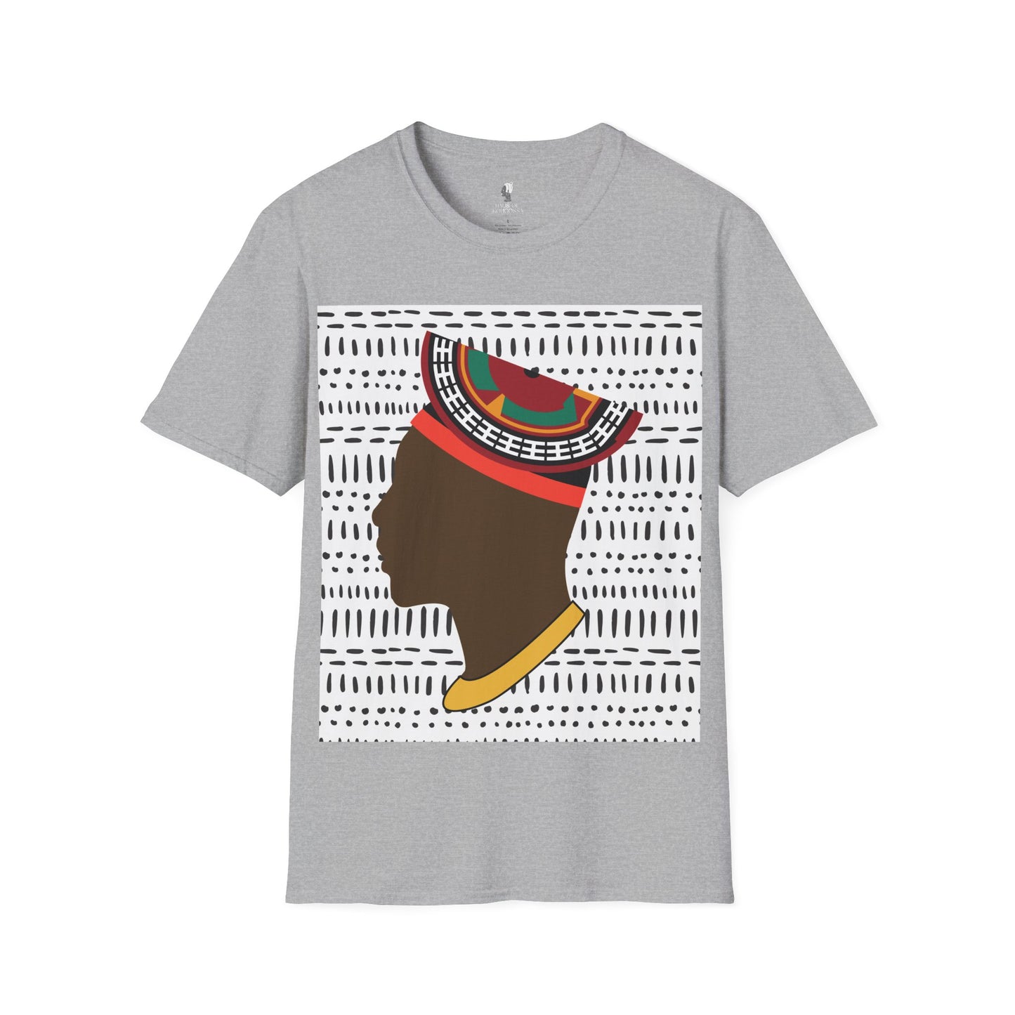 Man in Bamenda Hat White Mudcloth Unisex Softstyle T-Shirt