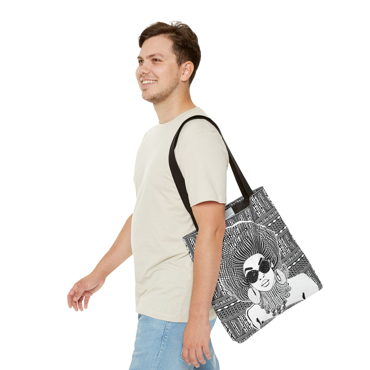 Madame Headtie(BW) on BW Ndop Tote AOP Tote Bag