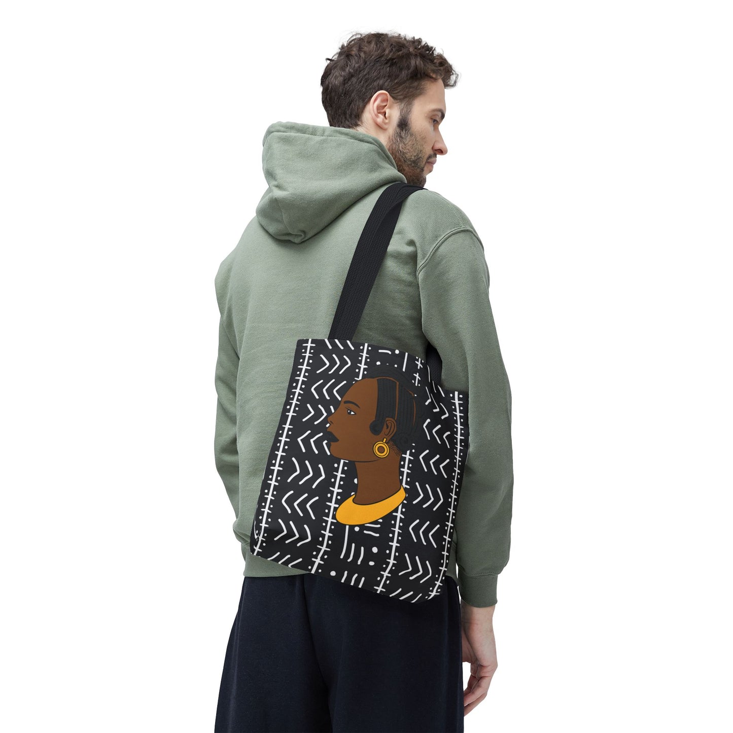 Lady Kongossa on Black Mudcloth Canvas Tote Bag