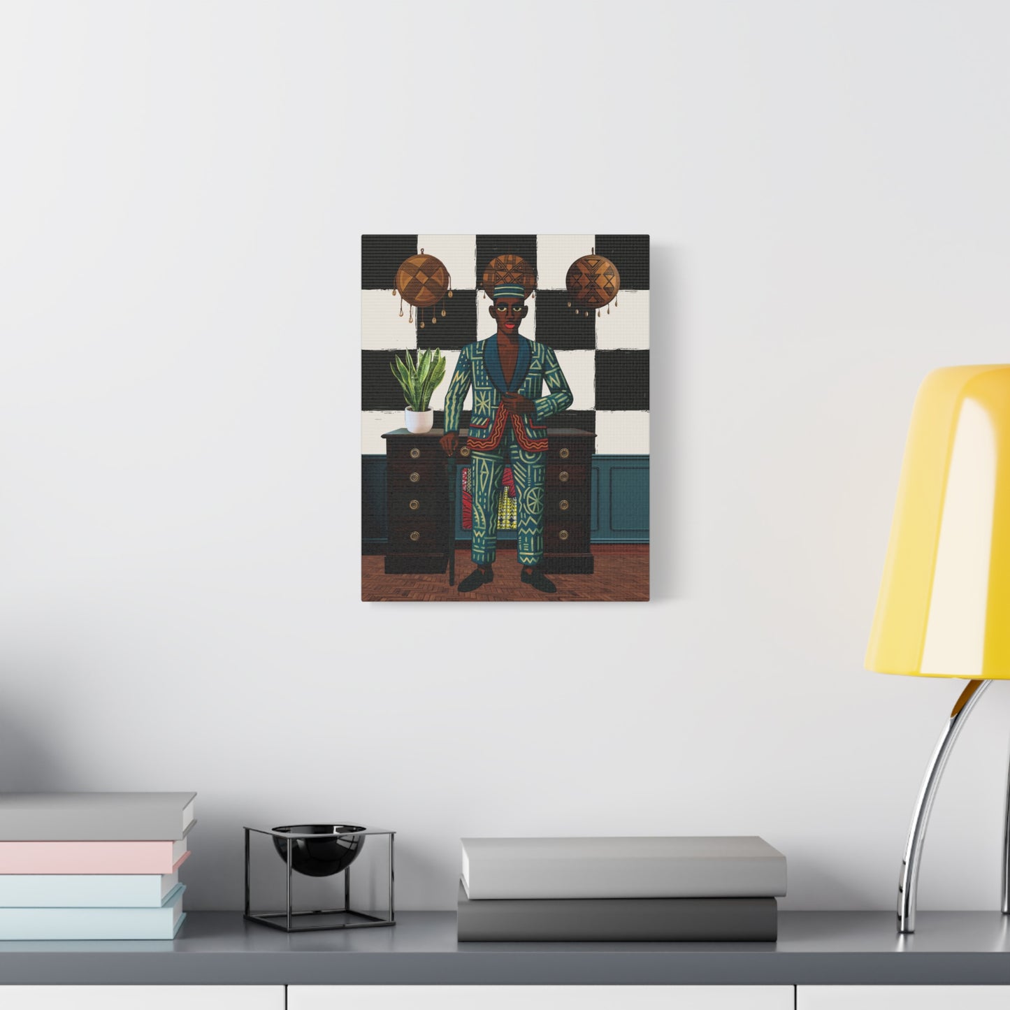 Matte Canvas Print, Afrocentric Wall Decor, He's Home Cultural Art, Unique Office Art, Modern African Art Print, Stylish Home Decor, Stretched, 1.25"