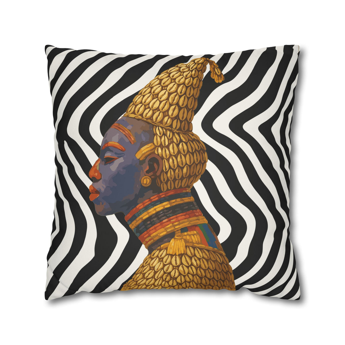 Bangwa Mask Faux Suede Pillow Case, Square Throw Cushion, Boho Home Decor, Living Room Accent, Bedroom or Living room Accessory