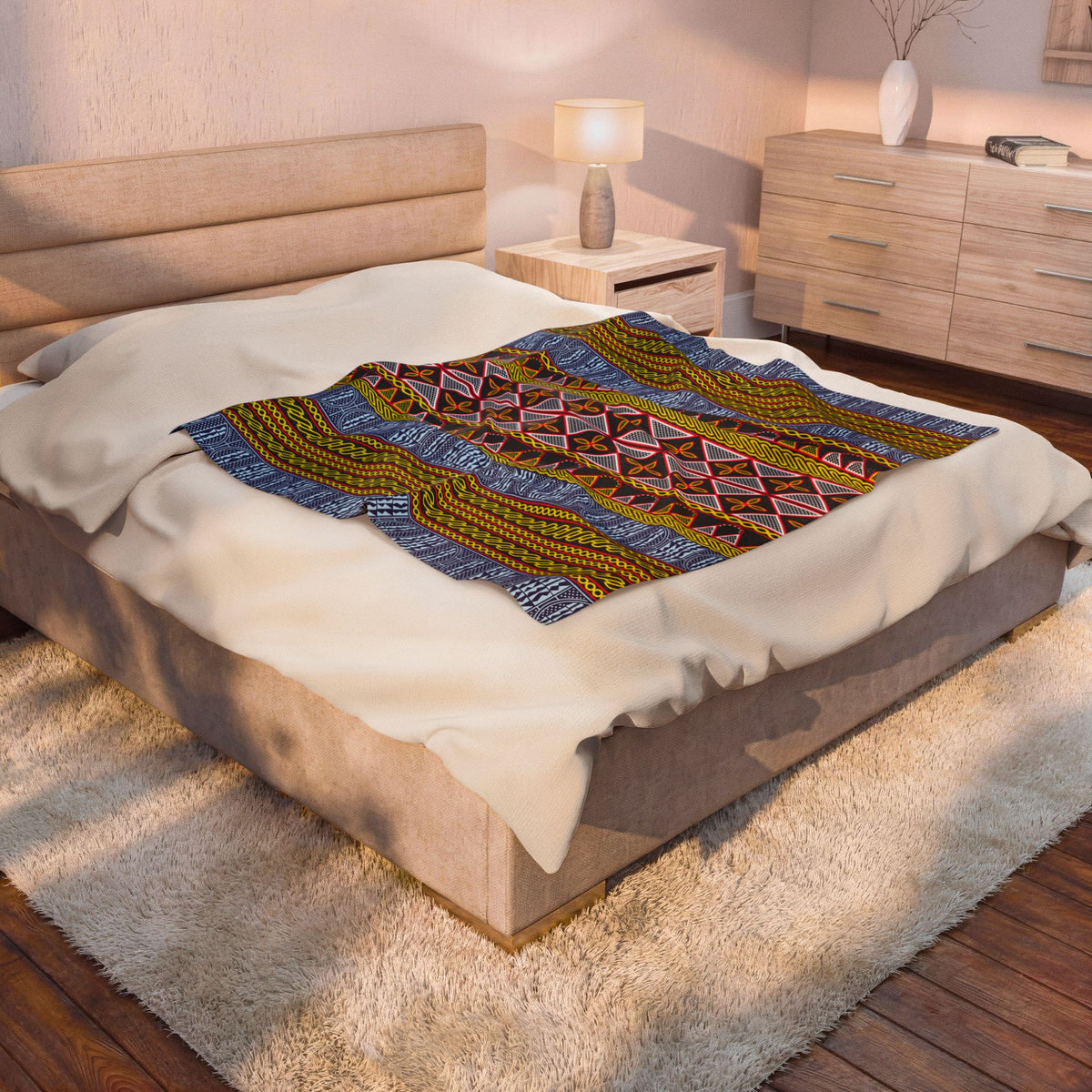 Ndop - Toghu African Print Re-Mixed Velveteen Plush Blanket