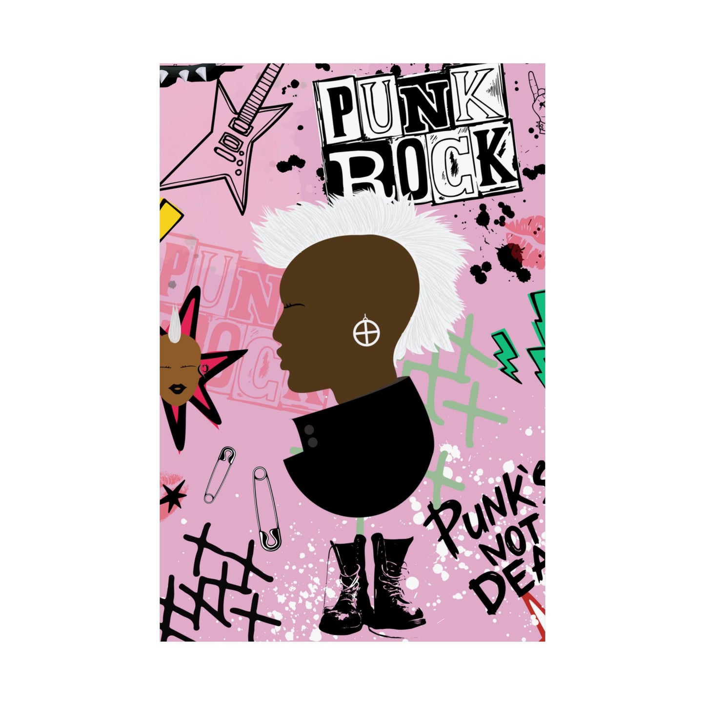 Punk Girl Pink Premium Matte Vertical Posters