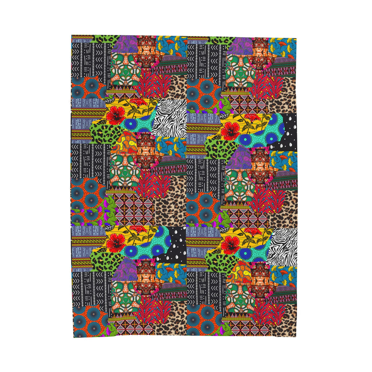 Afrik Quilt African Print Velveteen Plush Blanket