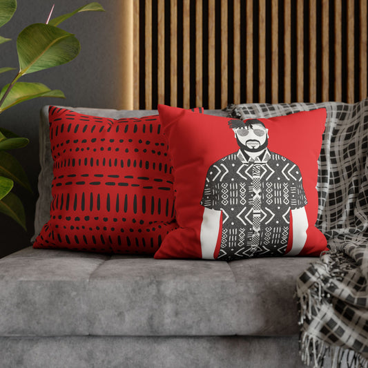 Pascale in Mudcloth (BW) Two-Sided Faux Suede Square Pillow Case