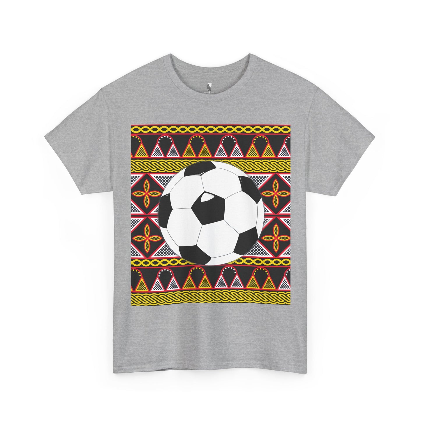 GOAL!! - BW Football on Yellow Toghu with Back Design Unisex Heavy Cotton Tee