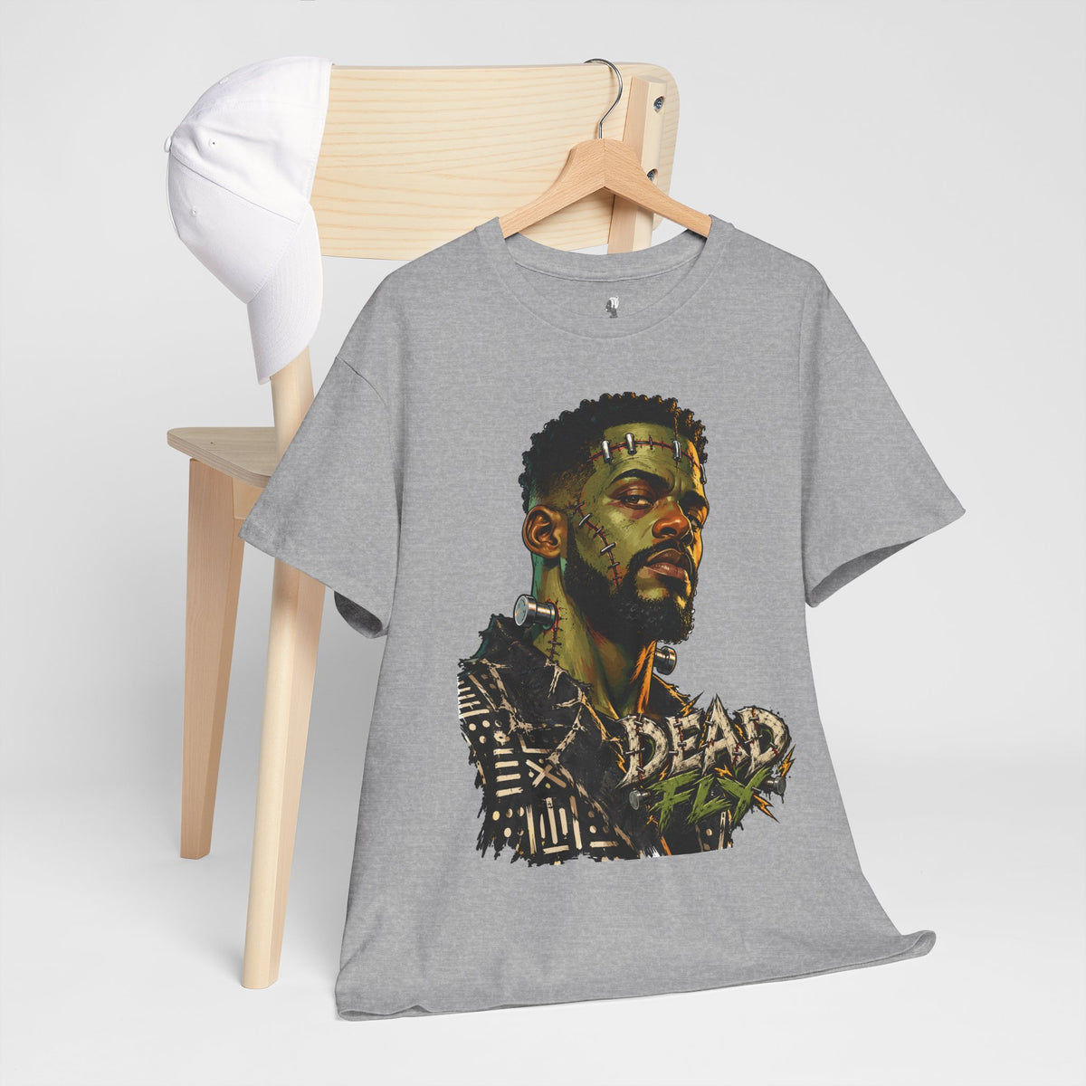 Dead Fly Afro Frankenstein Halloween Tee Unisex Heavy Cotton Tee