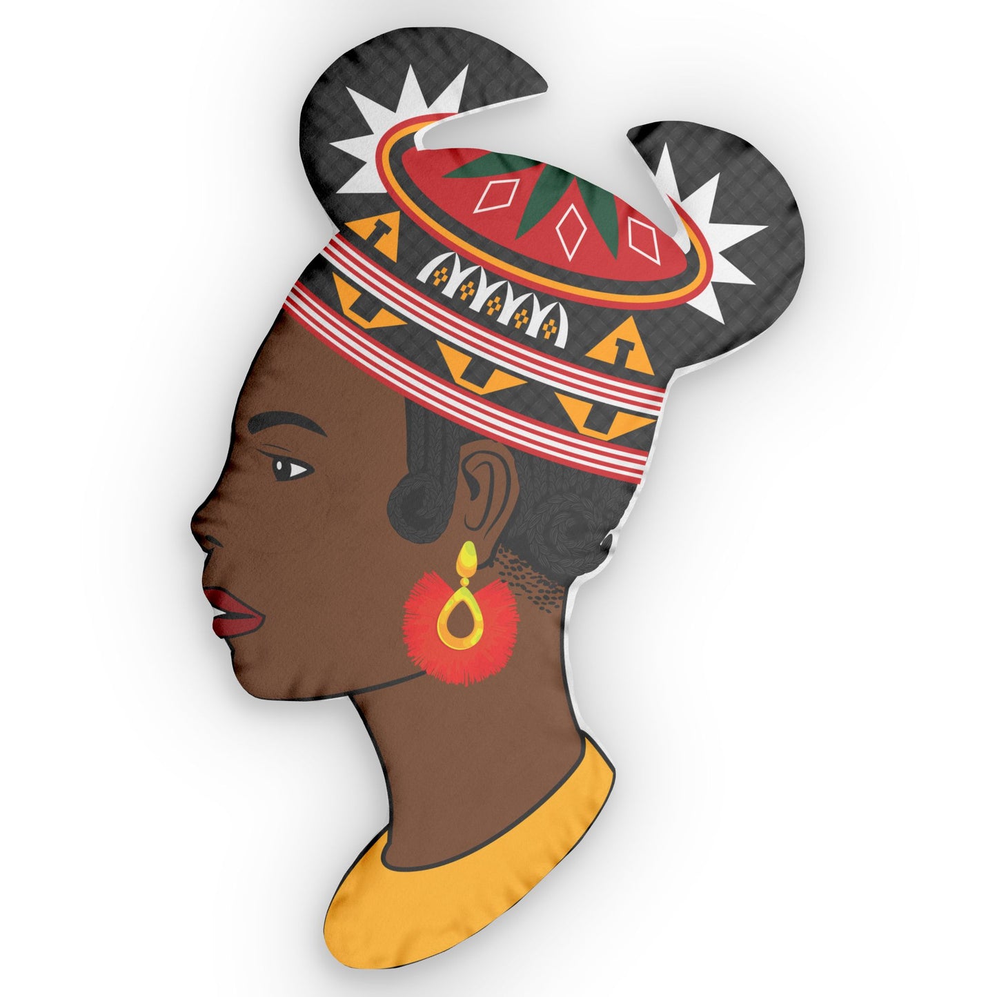 Bamenda Hat Custom Shaped Pillow, Decorative Throw Cushion, African Woman Portrait, Unique Home Decor, Personalized Gift,