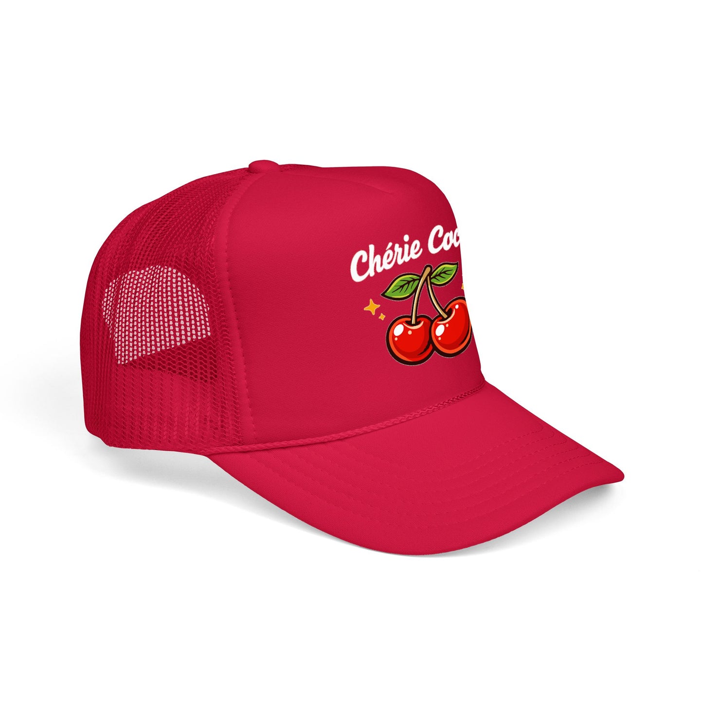 Chérie Coco Trucker hat , Cherry retro script design, Mother's Day Gift