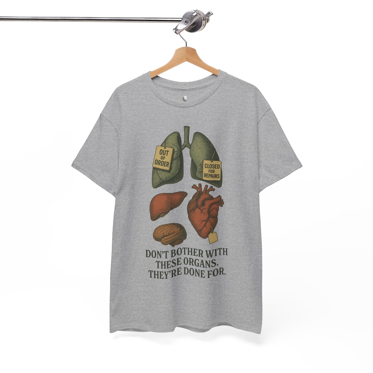 Funny Anatomy T-Shirt, Don't Bother With These Organs Graphic Tee, Unisex Heavy Cotton Shirt, Dark Humor Gift, Sarcastic Science Shirt