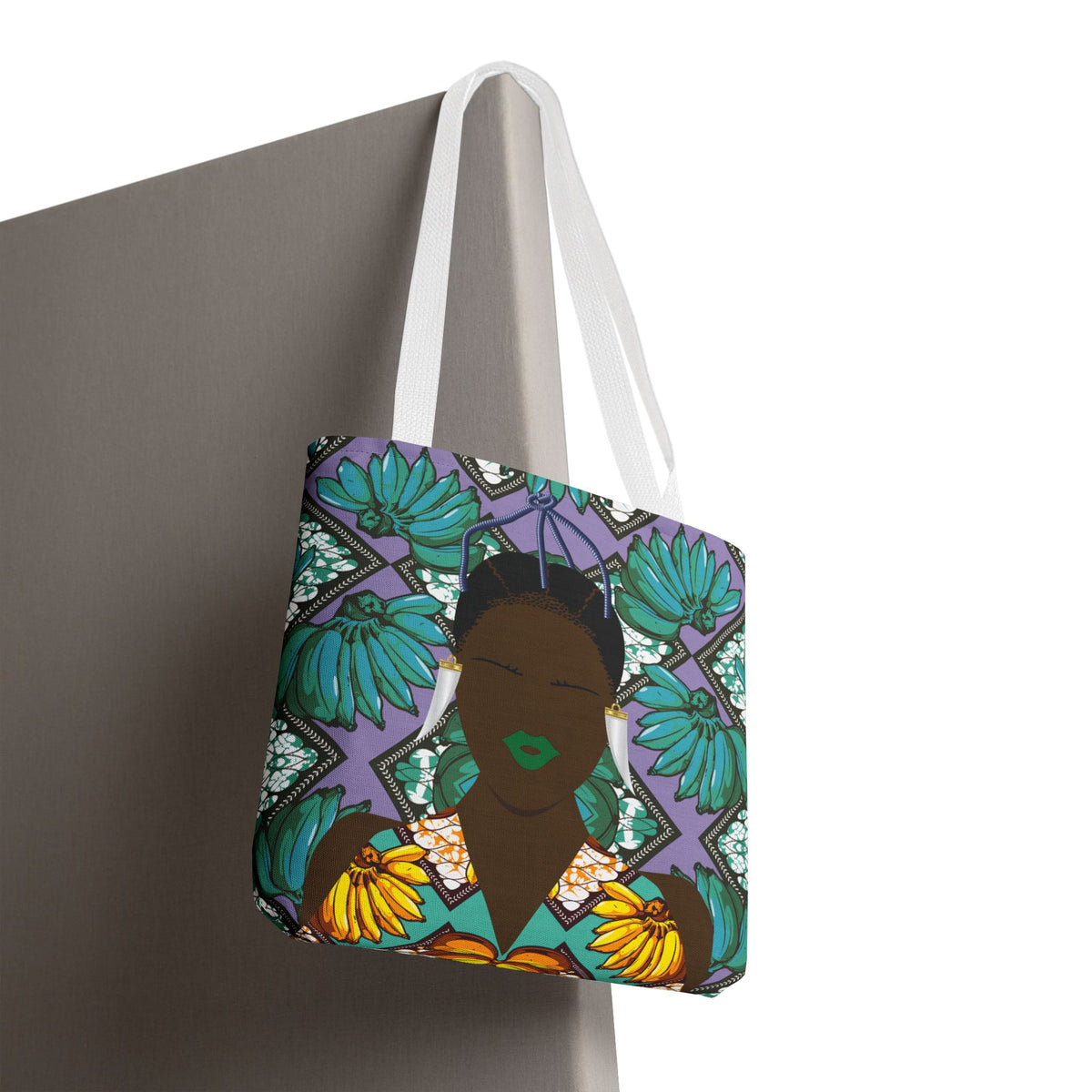 Havana Banana(Sand and Chocolate) on Green Banana Two-Sided Design AOP Tote Bag