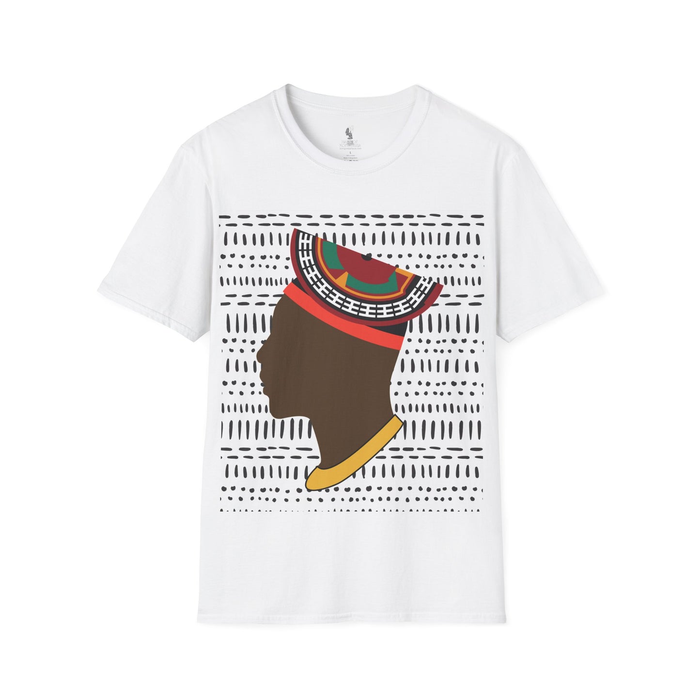 Man in Bamenda Hat White Mudcloth Unisex Softstyle T-Shirt
