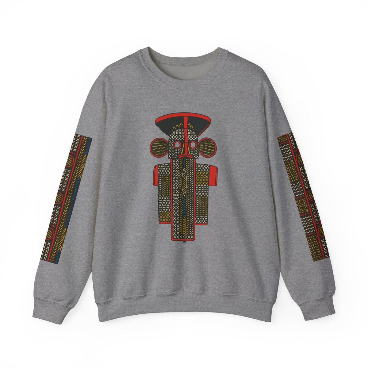 Unisex Elephant Mask Cotton Blend Sweatshirt, Colorful African-Inspired Crewneck