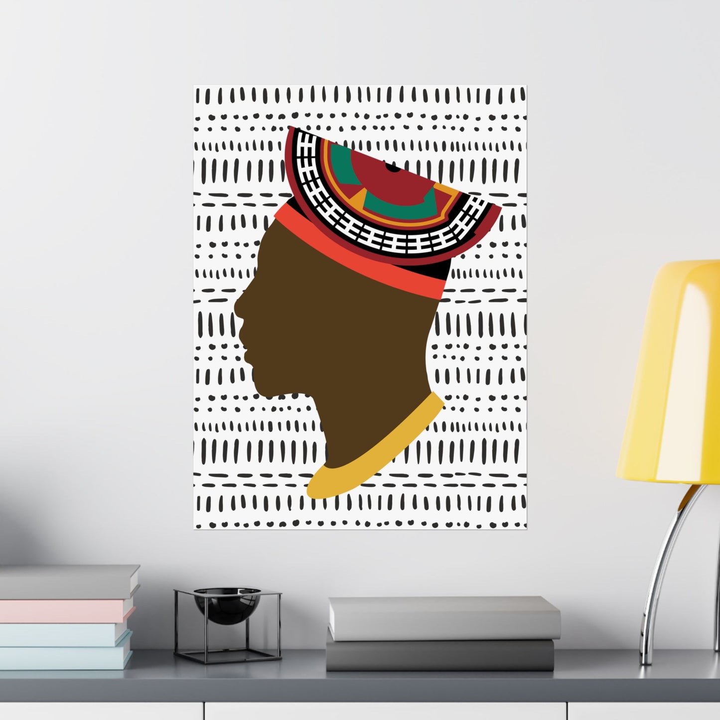 Man in Bamenda Hat White Mudcloth Premium Matte Vertical Posters