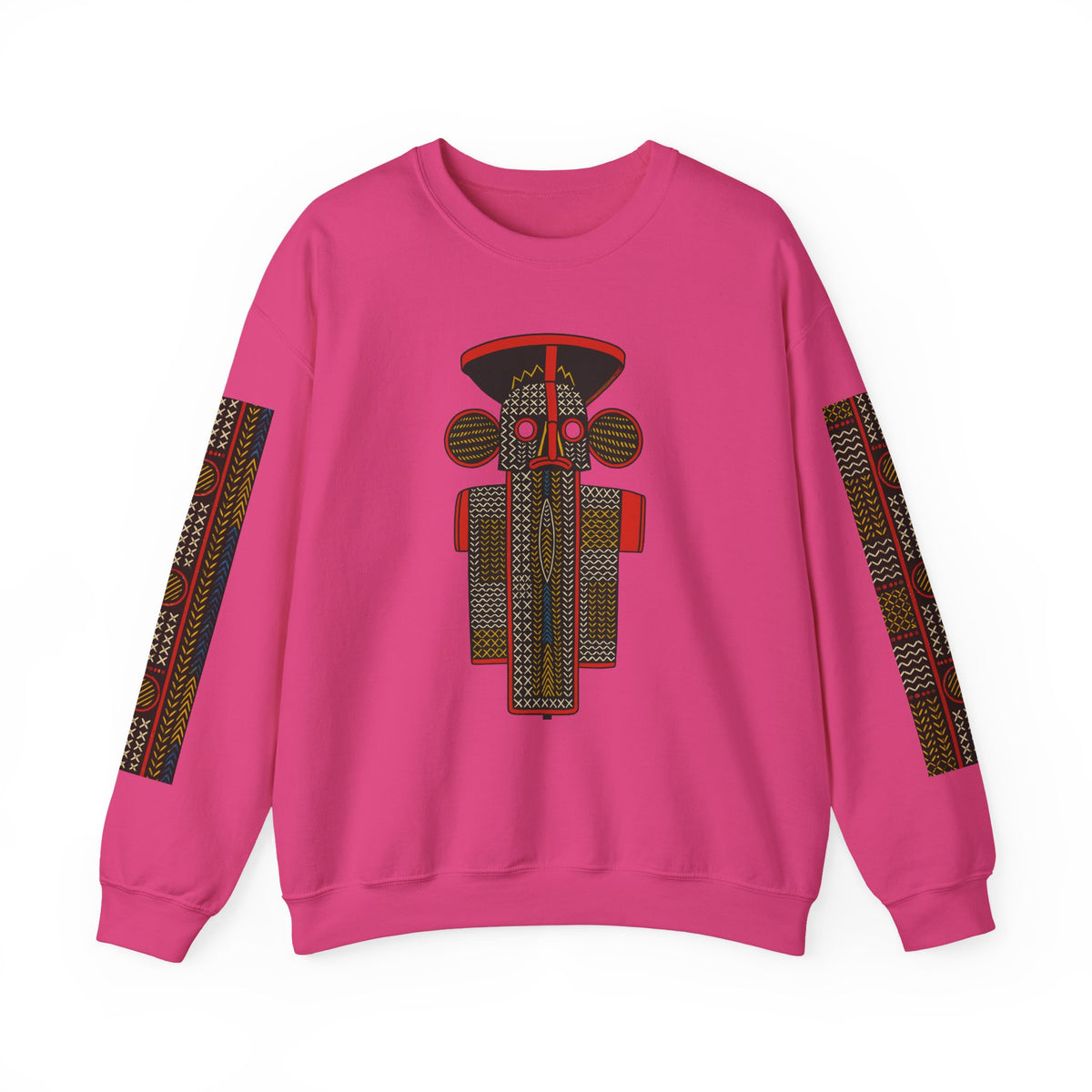 Unisex Elephant Mask Cotton Blend Sweatshirt, Colorful African-Inspired Crewneck