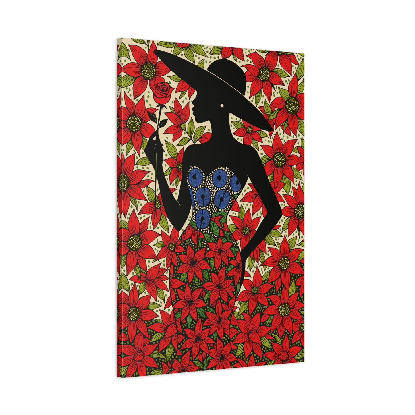 Poinsettia Lady Matte Canvas Wall Art,  Canvas Print, Floral Wall Decor, Mother's Day Gift, Stretched, 1.25"