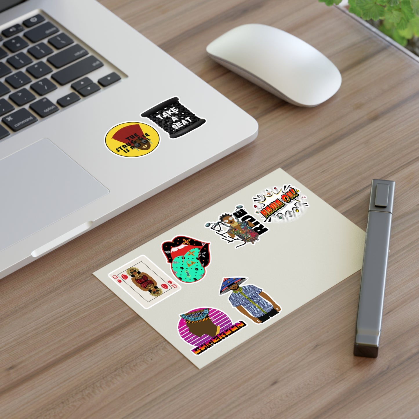 Pili Pili Durable White Vinyl African Sticker Sheets, Water Resistant Stickers for Crafts and Journals, Ideal Creative Gift