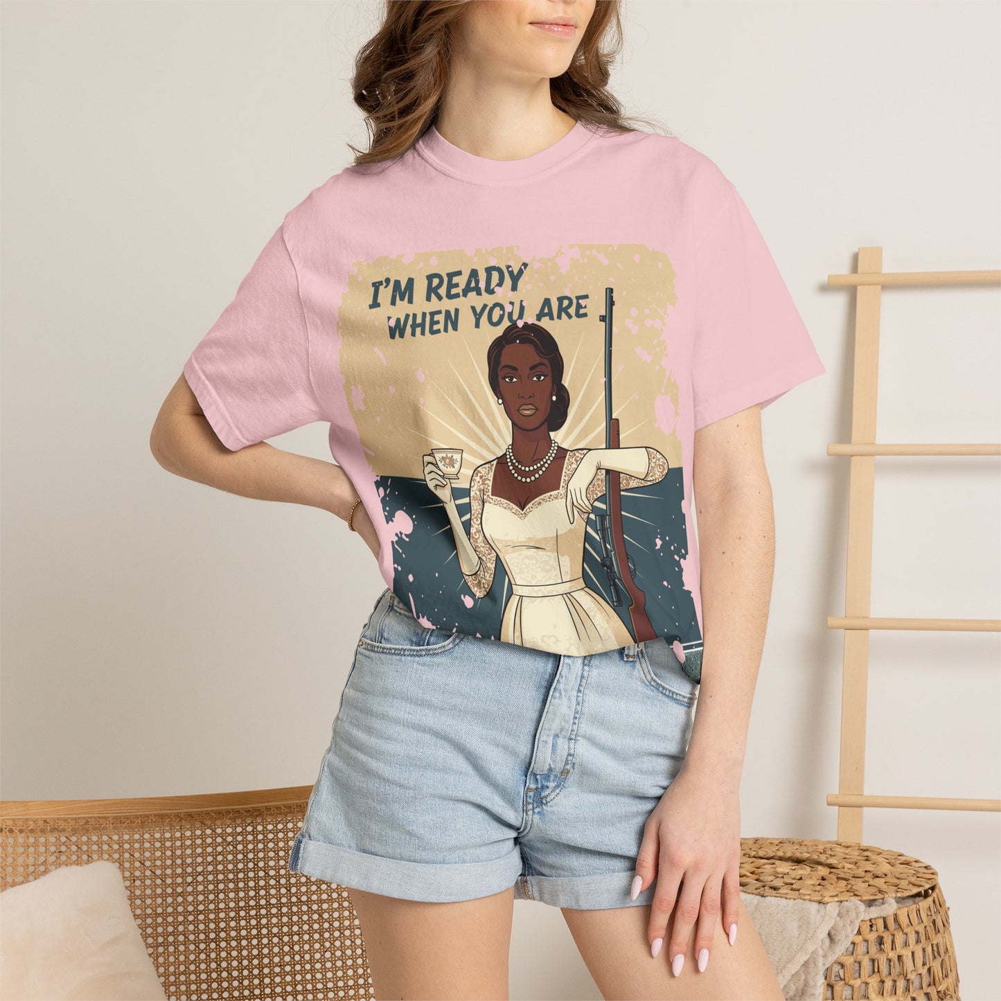 Retro Black Woman Unisex Graphic Tee, Soft Garment-Dyed T-Shirt, Vintage Pin Up Statement Shirt perfect for Mother's Day