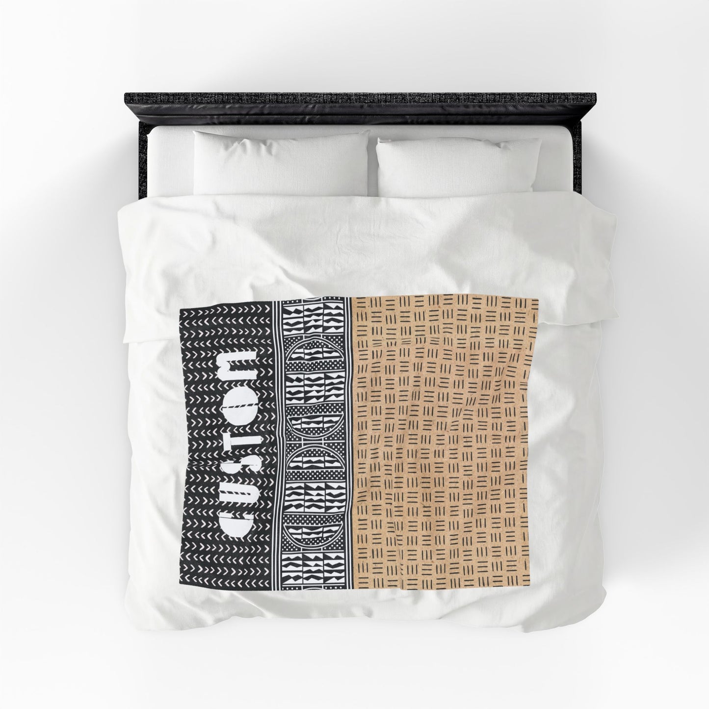 Personalized Velveteen Plush Blanket - Custom African Mudcloth Pattern Throw Blanket