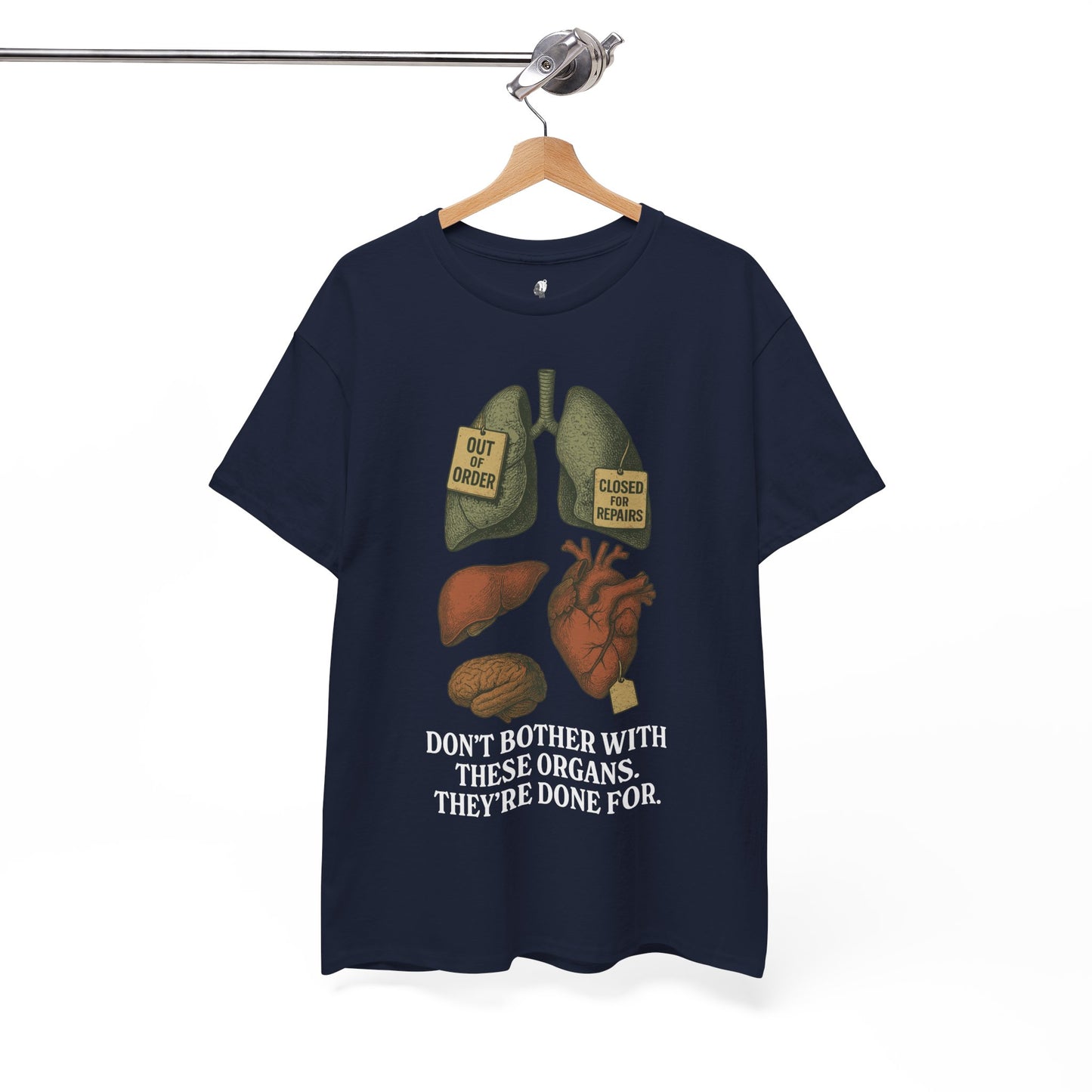 Funny Anatomy T-Shirt, Don't Bother With These Organs Graphic Tee, Unisex Heavy Cotton Shirt, Dark Humor Gift, Sarcastic Science Shirt